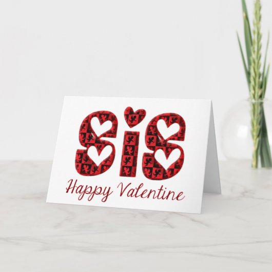 Sis I Love You Leuke Cupido Typografie Valentijn Feestdagen Kaart (Voorkant)