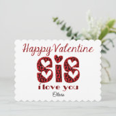 Sis I Love You Leuke Cupido Typografie Valentijn Feestdagenkaart (Staand voorkant)