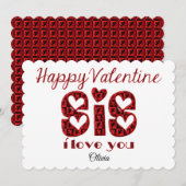 Sis I Love You Leuke Cupido Typografie Valentijn Feestdagenkaart (Voorkant / Achterkant)