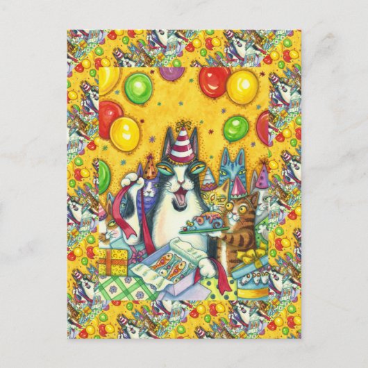 SIS N' FITZ KATTEN, KITTEN, MUIZEN, GRAPPIGE VERJA BRIEFKAART (Voorkant)