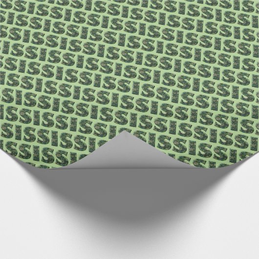 Sis Typography Flowers Text Pattern Floral Green Cadeaupapier (Hoek)