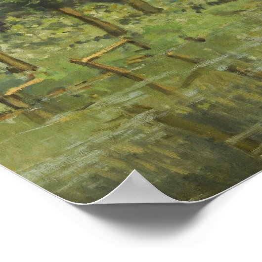 Sisley - Rest langs de stroomrand van het hout Poster (Hoek)