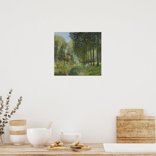 Sisley - Rest langs de stroomrand van het hout Poster (Keuken)