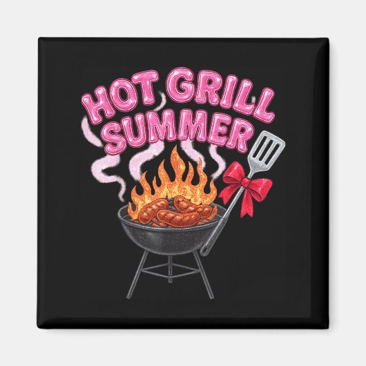 Sissend rooster zomer grappige bbq picknick worst magneet (Voorkant)