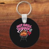 Sissend rooster zomer grappige bbq picknick worst sleutelhanger (Voorkant)