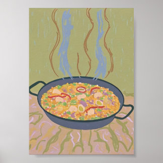 Sissend Spaans Paella Kunstprint Levendige Keuken Poster