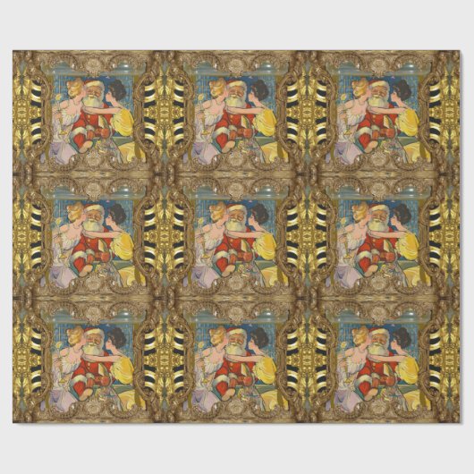 Sissende  kerstman cadeaupapier (Vlak)