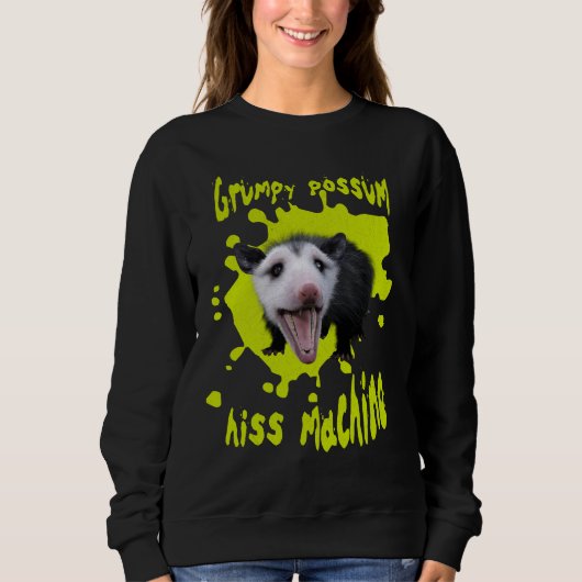 Sissende Machine Grappige Chagrijnige Opossum Verw Trui (Voorkant)