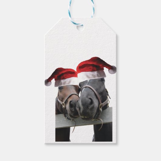 Sissende paarden Santa Claus Cadeaulabel (Voorkant)