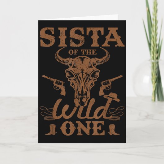 Sista Of The Wild One Cowboy Western Rodeo Party M Kaart (Voorkant)