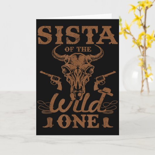 Sista Of The Wild One Cowboy Western Rodeo Party M Kaart (Gele Bloem)