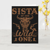 Sista Of The Wild One Cowboy Westerse Rodeo Feest  Kaart (Gele Bloem)