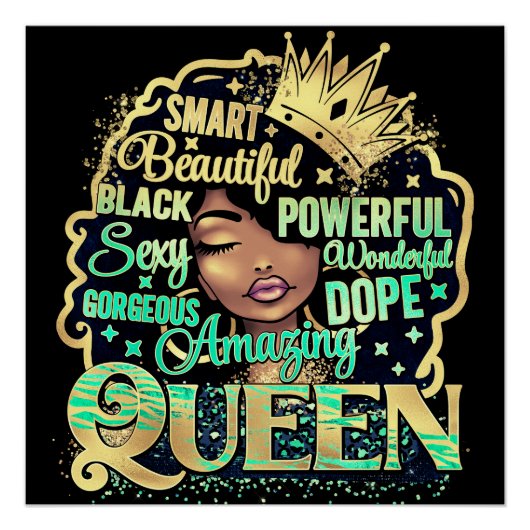 Sista Zwart Koningin Melanine Vrouw Zwart Meisje M Perfect Poster (Voorkant)