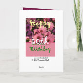 SISTER - 50e verjaardag met roze Daisy Flowers Kaart (Achterkant)
