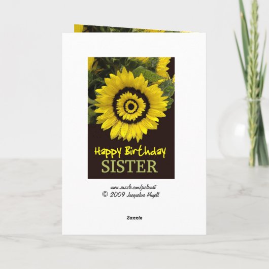 SISTER - 50e verjaardag met vrolijke zonnebloem Kaart (Achterkant)