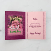 SISTER - 60e verjaardag met roze Daisy Flowers Kaart (Binnen)