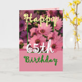 SISTER - 65e verjaardag met roze Daisy Flowers Kaart (Gele Bloem)