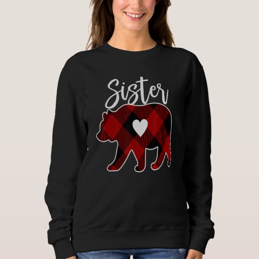 Sister Bear Christmas Buffalo Plaid Red White & Bl Trui (Voorkant)