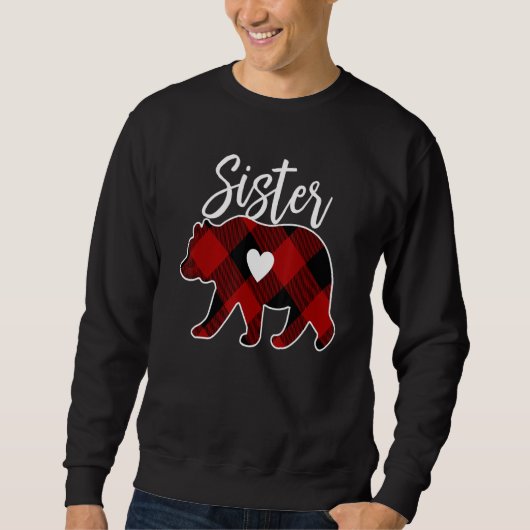 Sister Bear Christmas Buffalo Plaid Red White & Bl Trui (Voorkant)