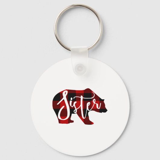 Sister Bear Rustic Red Buffalo Plaid Family  Sleutelhanger (Voorkant)