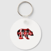 Sister Bear Rustic Red Buffalo Plaid Family  Sleutelhanger (Voorkant)