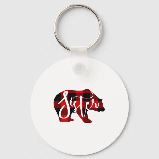 Sister Bear Rustic Red Buffalo Plaid Family  Sleutelhanger (Voorkant)