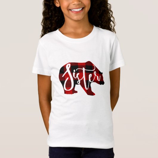 Sister Beer Rustic Red Buffalo Plaid Family T-shirt (Voorkant)
