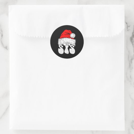 Sister Big Santa Christmas Family Matching Pajamas Ronde Sticker (Tas)