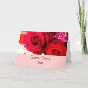 Sister Birthday Greeting Roses Kaart
