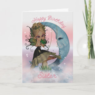 Sister Birthday Kaart met Schattigee fee en kikker