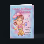 Sister Birthday Kaart - Schattige meisje met muzie<br><div class="desc">Sister Birthday Kaart - Schattige meisje met muziek</div>