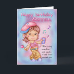 Sister Birthday Kaart - Schattige meisje met muzie<br><div class="desc">Sister Birthday Kaart - Schattige meisje met muziek</div>