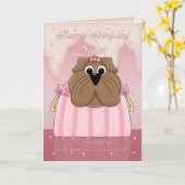 Sister Birthday Kaart - Schattigee Bulldog in een  (Gele Bloem)