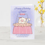 Sister Birthday Kaart - Schattigee Puppy Purse Pet (Gele Bloem)