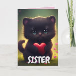 SISTER BLACK CUTE CAT BIRTHDAY KAART<br><div class="desc">ZISTER — HAPPY BIRTHDAY — CUTE CAT-KAART</div>