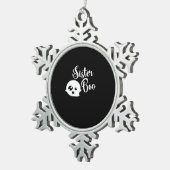 Sister Boo Halloween Classic Look Tin Sneeuwvlok Ornament (Rechts)