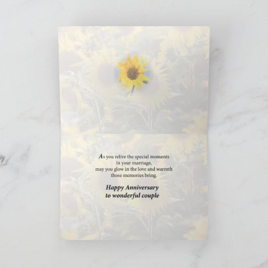 Sister & Brother-in-Law, Anniversary Sunflower Fil Kaart (Binnen)