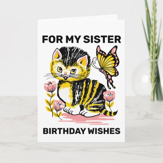 SISTER CAT BIRTHDAY GREETING CARD KAART (Voorkant)
