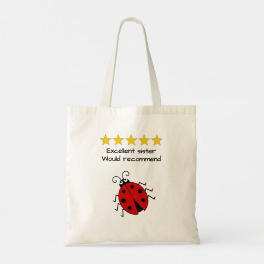 Sister custom text ladybug tote bag (Achterkant)