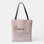 Sister Definitie Script Roze Goud Glitter Tote Bag (Achterkant)