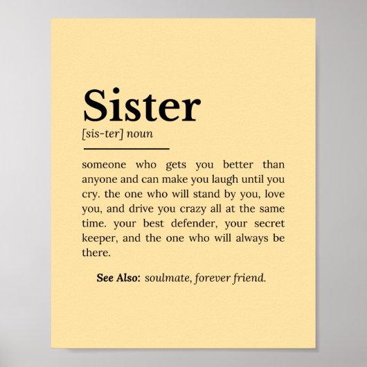 Sister Definition: beste vriend, vertrouweling Poster (Voorkant)