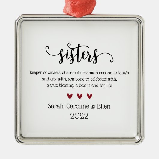 Sister Definition Custom Kerstmis Metalen Ornament (Voorkant)