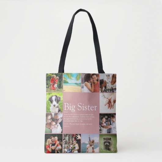 Sister Definition Girly Pink Fun Photo Collage Tote Bag (Voorkant)