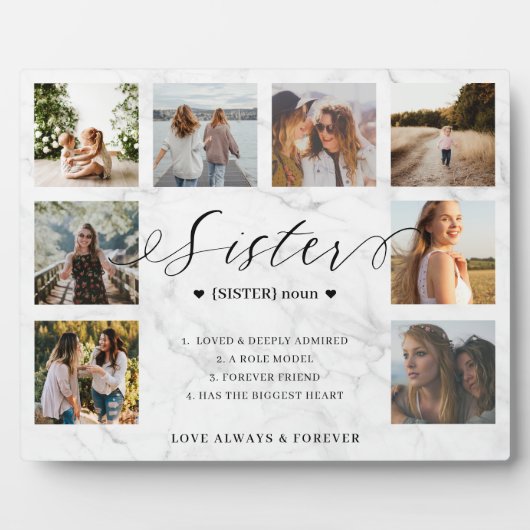 Sister Definition Script Photo Collage Marble Fotoplaat (Voorkant)