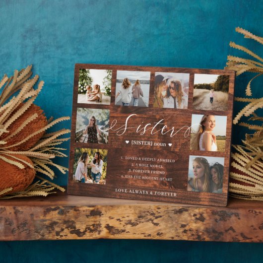 Sister Definition Script Photo Collage Woodgrain Fotoplaat (Zijkant)