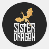 Sister Dragon Christmas Matching Family Tribe Girl Ronde Sticker (Voorkant)