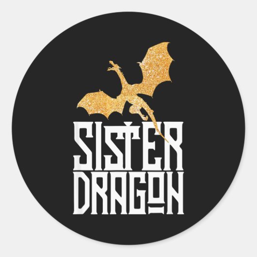 Sister Dragon Christmas Matching Family Tribe Girl Ronde Sticker (Voorkant)