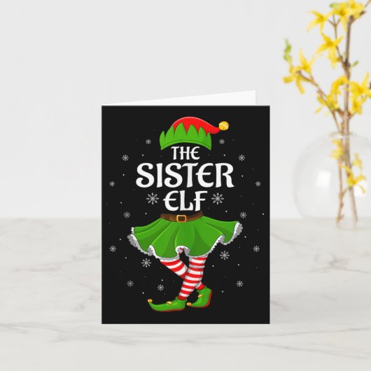 Sister Elf Christmas Family Girls Women Elf Squad  Kaart (Gele Bloem)