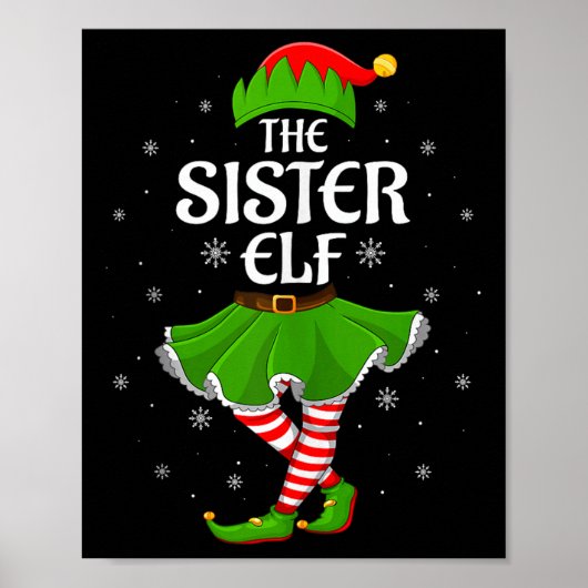 Sister Elf Christmas Family Girls Women Elf Squad  Poster (Voorkant)