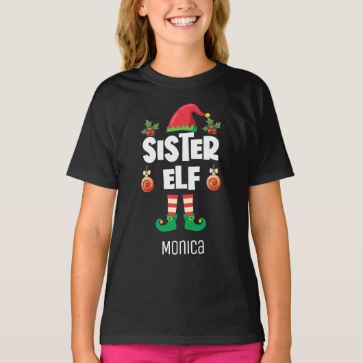 Sister elf-familie die geschikt is voor kerstmis t-shirt (Voorkant)